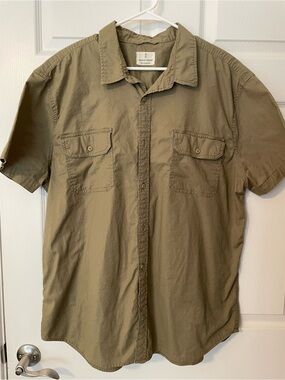 Men's Short-Sleeve Button Front Shirt - Olive green Mutual Weave XL